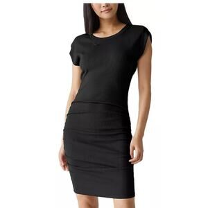 Michael Stars “Ricci” Power Shoulder Stretch Cotton Blend Rib Dress –Size Small